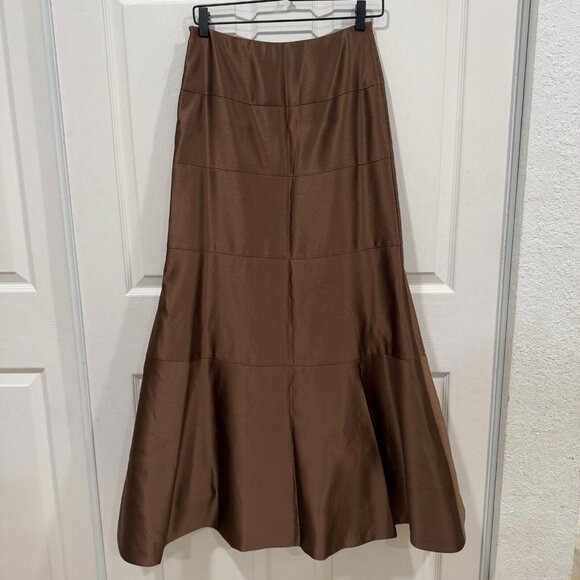 BCBG MAXAZRIA Tulle Satin Skirt Tutu Brown Size 2 Maxi Formal Y2K Elegant - Picture 3 of 10